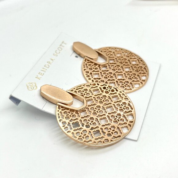 KENDRA SCOTT DIDI ROSE GOLD FILIGREE STATEMENT ROUND DROP EARRINGS NWT NORDSTROM - Picture 4 of 12